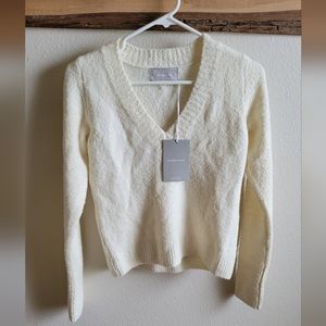 Everlane The Teddy Wool Blend V-neck Sweater Ivory Size XS NWT